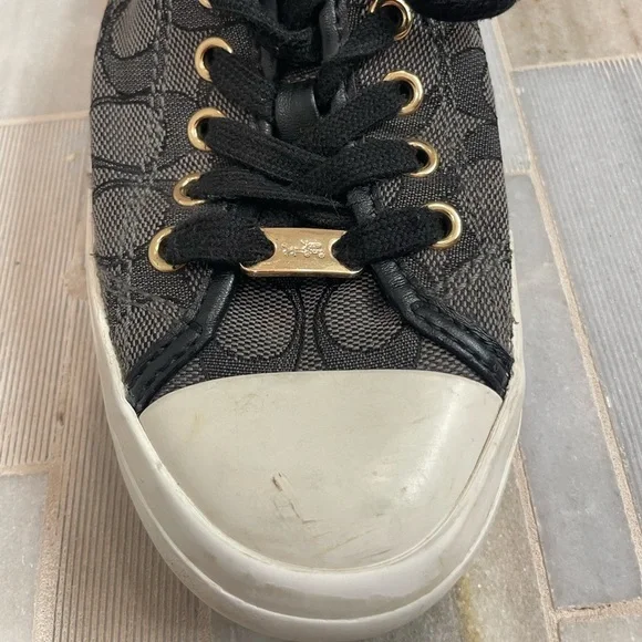 Coach Black and White Sneakers with Signature Pattern - Picture 9 of 13